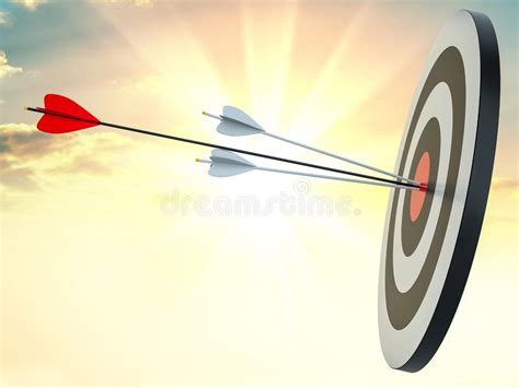 Target Hit In The Center By Arrows Stock Illustration Illustration Of