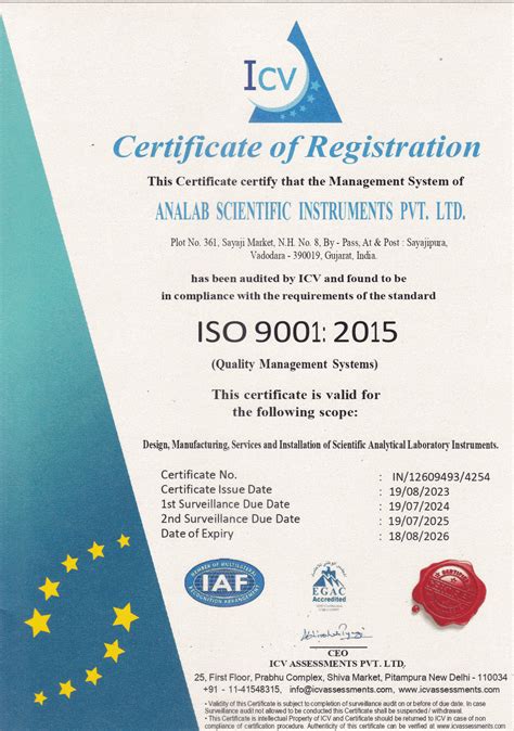 Certifications Analab Scientific Instruments Pvt Ltd