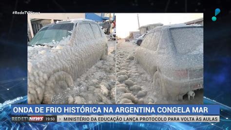 Onda Hist Rica De Frio Polar Congela Carro E Ondas Na Cidade Argentina