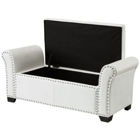 Brika Home Faux Leather Storage Ottoman Bench In Ivory 1 Kroger