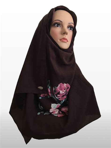 Big Flower Dark Brown Instant Hijab Instant Hijabs Uk