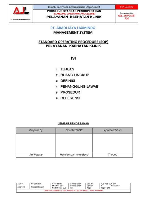 Sop Pelayanan Klinik Pdf