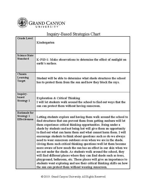 T Assignment Inquiry Based Strategies Chart Inquiry Based