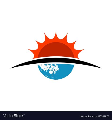 Sun and moon flat icon sign logo Royalty Free Vector Image