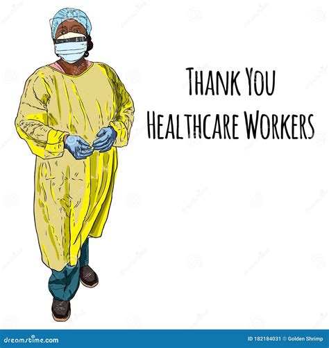 Thank You Healthcare Workers Illustration Drawing. Hard Working