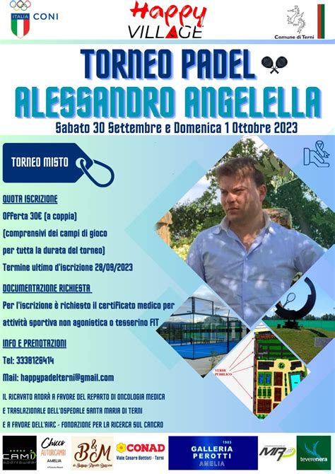 Terni Padel Torneo Benefico In Ricordo Di Alessandro Angelella Umbriaon