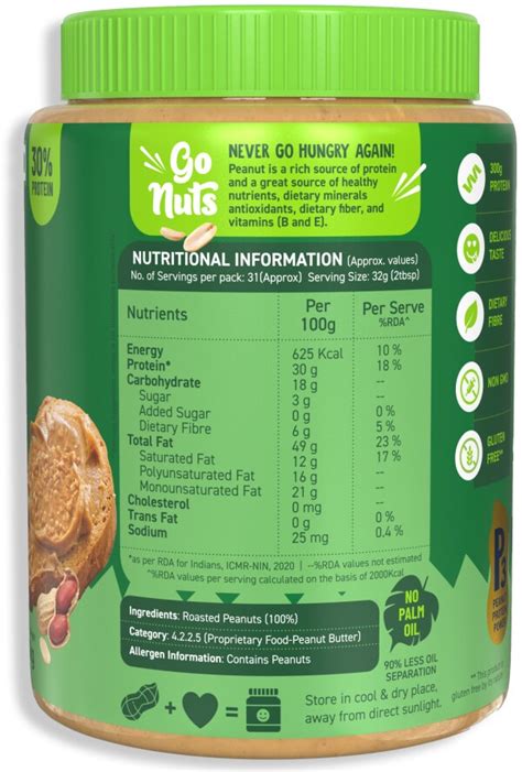 Alpino Natural Peanut Butter Crunch Kg Unsweetened G Protein