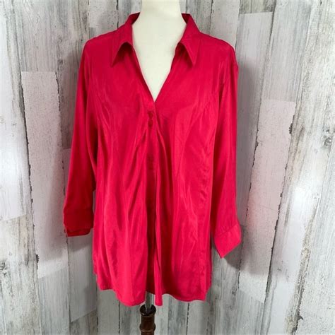 Dress Barn Tops Dress Barn Womens Plus Size Cherry Red Pink Button