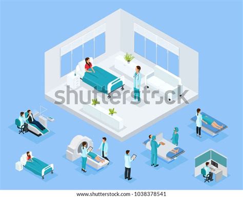 Isometric Healthcare Concept Doctors Patient Examination Stock Vector