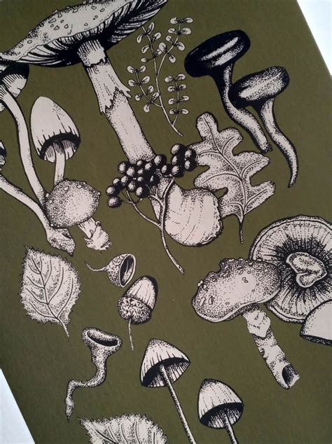 Fall Forest Floor Mushroom Wall Art Print A4 Fungi Etsy