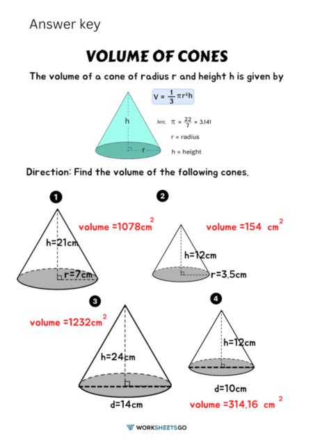 Volume Of Cones Worksheets Worksheetsgo