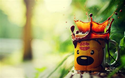 Cup Teddy Bear Coffee Spray Splash Wallpaper 1680x1050 24217