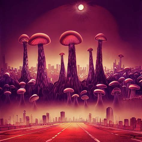 Mushroom Space City Digital Art By Andrea Lawrence Fine Art America