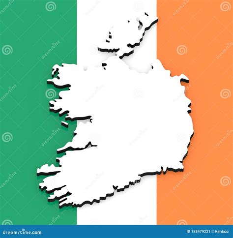 3D Kaart Van Ierland Op De Nationale Vlag Stock Illustratie