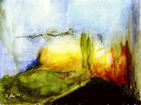 Bild Landschaft Abstrakt Aquarell Baum Von Doris Abel Kunstnet