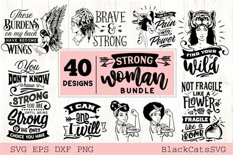 Strong Woman Svg Bundle 40 Designs 481675