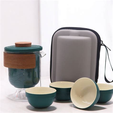 camping travel herbal tea set  teapot  tea cups   happy place