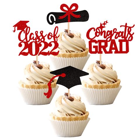 Buy Pcs Graduation Cupcake Toppers Glitter Class Of