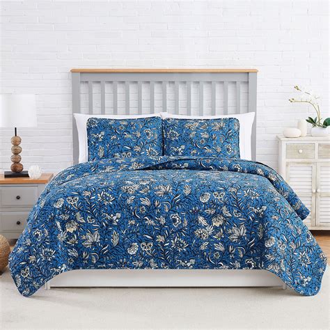 Blooming Blossom Blue Floral Mini Quilt Set Bedding