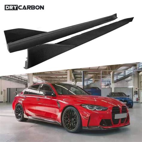 Dry Carbon Fiber Side Skirt Extension Lip For Bmw 3 Series G80 M3 Sedan 21 22 Ebay