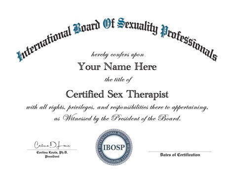 Sex Therapist Certification Intl Board Of Sexuality Professionals