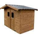 Abri De Jardin Bois Massif Habrita 7 42 M2 Avec Toiture En Acier