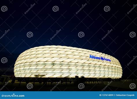 Allianz Arena in Munich at Night in White Editorial Stock Image - Image ...