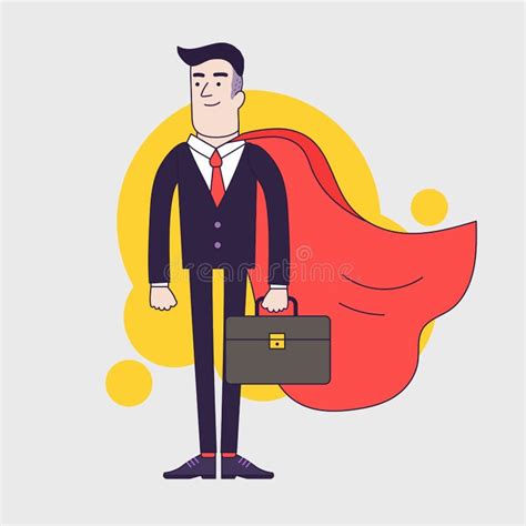 Young Serious Businessman Superhero With Leather Briefcase And Red