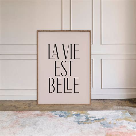 La Vie Est Belle Life Is Beautiful Quote Poster French Etsy