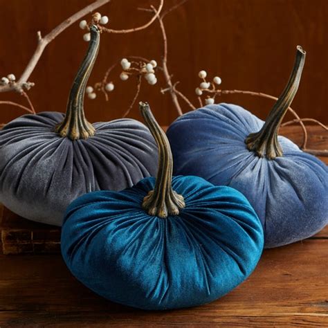 Large Velvet Pumpkins Set Of Modern Rustic Wedding Decor Etsy