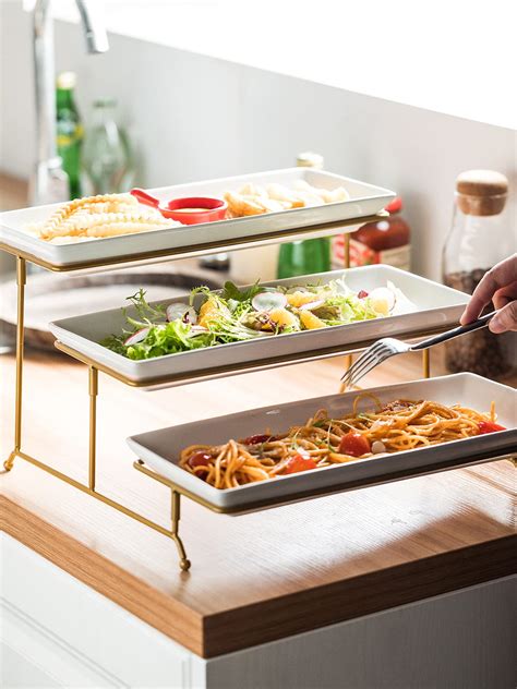 Yhosseun Large Tiered Serving Stand With Platters Tier Serving Stand