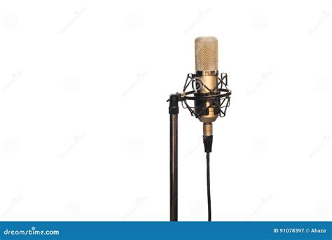 Condenser Microphone with Cable, Shockmount and Stand Isolated on White ...