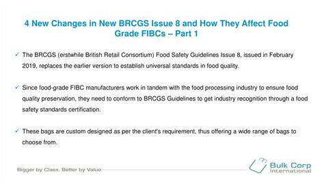 PPT 4 New Changes In New BRCGS Issue 8 And How They Affect Food Grade