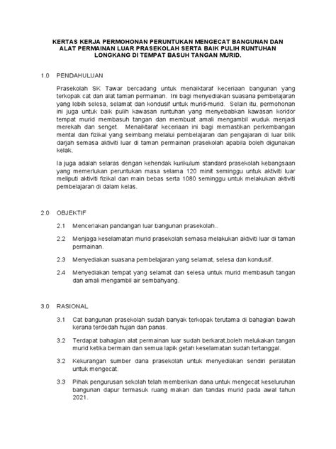 Kertas Kerja Permohonan Peruntukan Mengecat Bangunan Dan Pdf