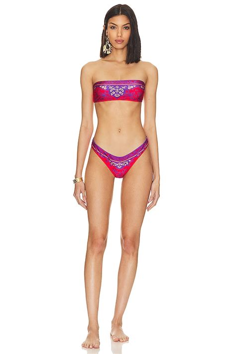 Zimmermann Raie Bandeau Bikini In Purple Red Floral REVOLVE