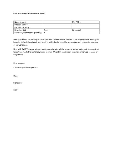 Free Printable Landlord Statement Templates [word Pdf Excel] Example