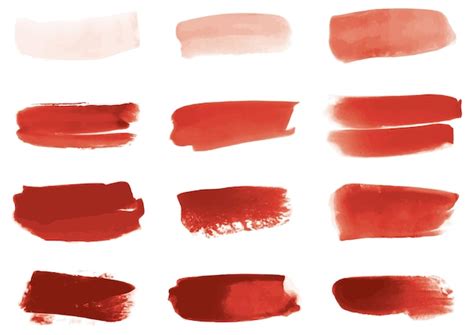 Premium Vector Set Of Red Watercolor Brush Stroke