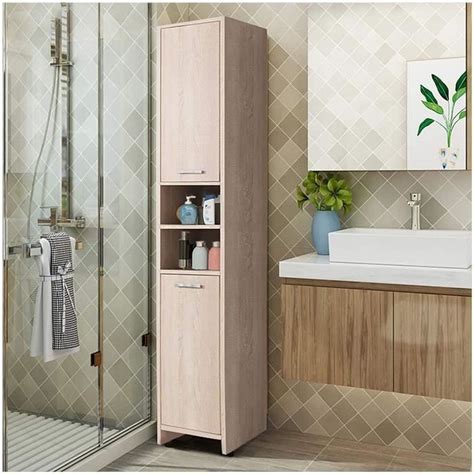 Meuble Colonne de salle de bain L 30 cm Chêne Mat 30 x 31 x 185 cm