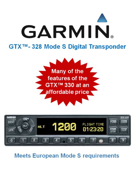 Garmin® Gtx™ 330 330 Es Tso D Panel Mounted Mode S Transponder Sku Grmn Xpdr Gtx330 330es