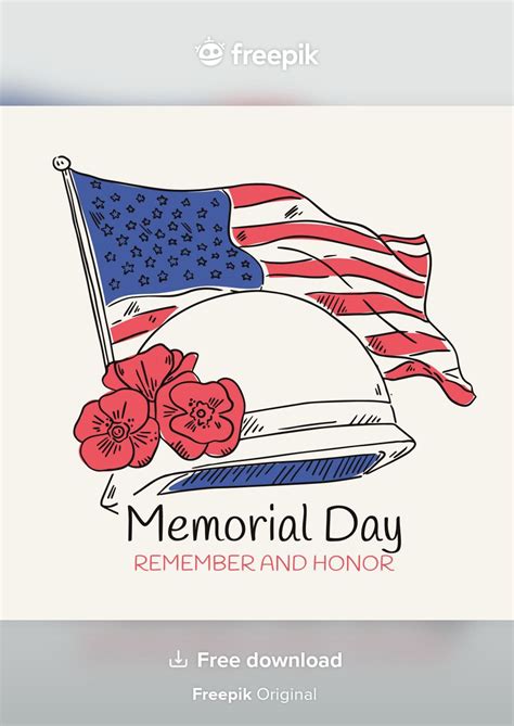 Hand Drawn Usa Memorial Day Illustration Free Vector Vector Hand