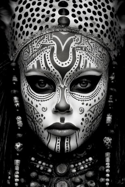 Premium Photo Black And White Photo Of Woman S Face Painted In White