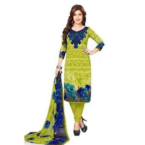 Stitched Ladies Printed Cotton Churidar Suits Machine And Hand Wash At