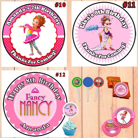 Fancy Nancy Dress Up Birthday Round Stickers Printed 1 Sheet Cup Cake Virginia Design Shop