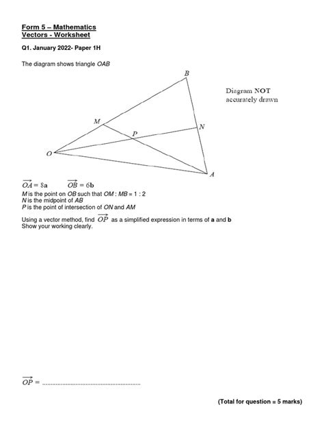 Vectors - Worksheet | PDF