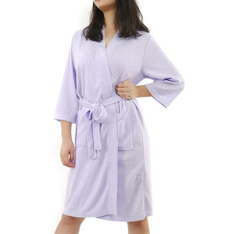 Piccocasa Womens Turkish Cotton Lightweight Waffle Kimono Short Robe