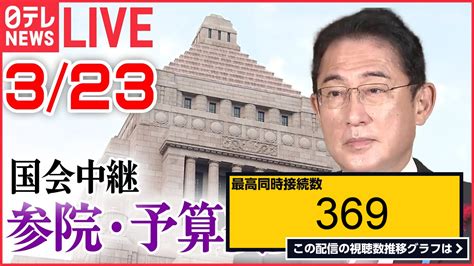 ライブ同時接続数グラフ『【ライブ】国会中継：参議院・予算委員会 2023年3月22日午後 （日テレnews Live） 』 Livechart