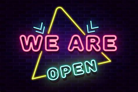 We Are Open Lettering Neon Sign Vector Graphic By Truevector · Creative Fabrica