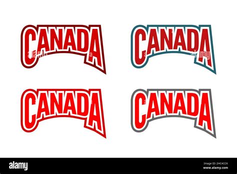 Canada text emblem set. Word Canada embroidery symbol. Collection of four color variations ...