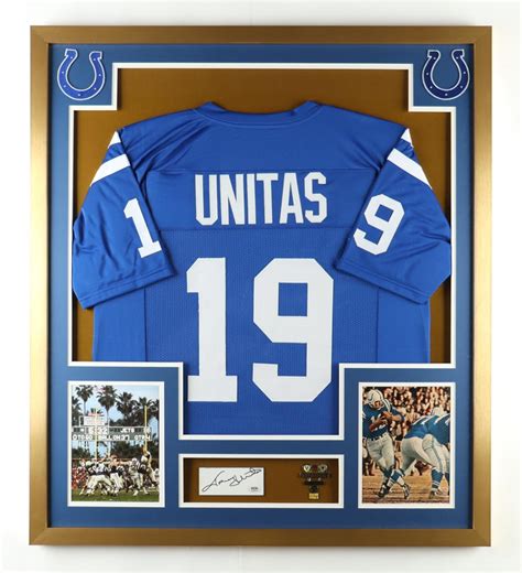 Johnny Unitas Signed Colts Custom Framed Cut Display With Jersey