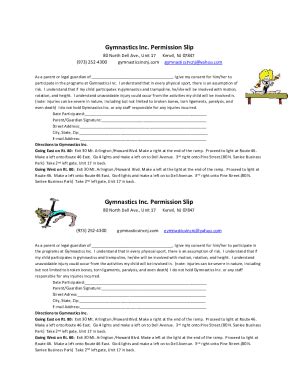 Fillable Online Gymnastics Inc Registration Form Fax Email Print